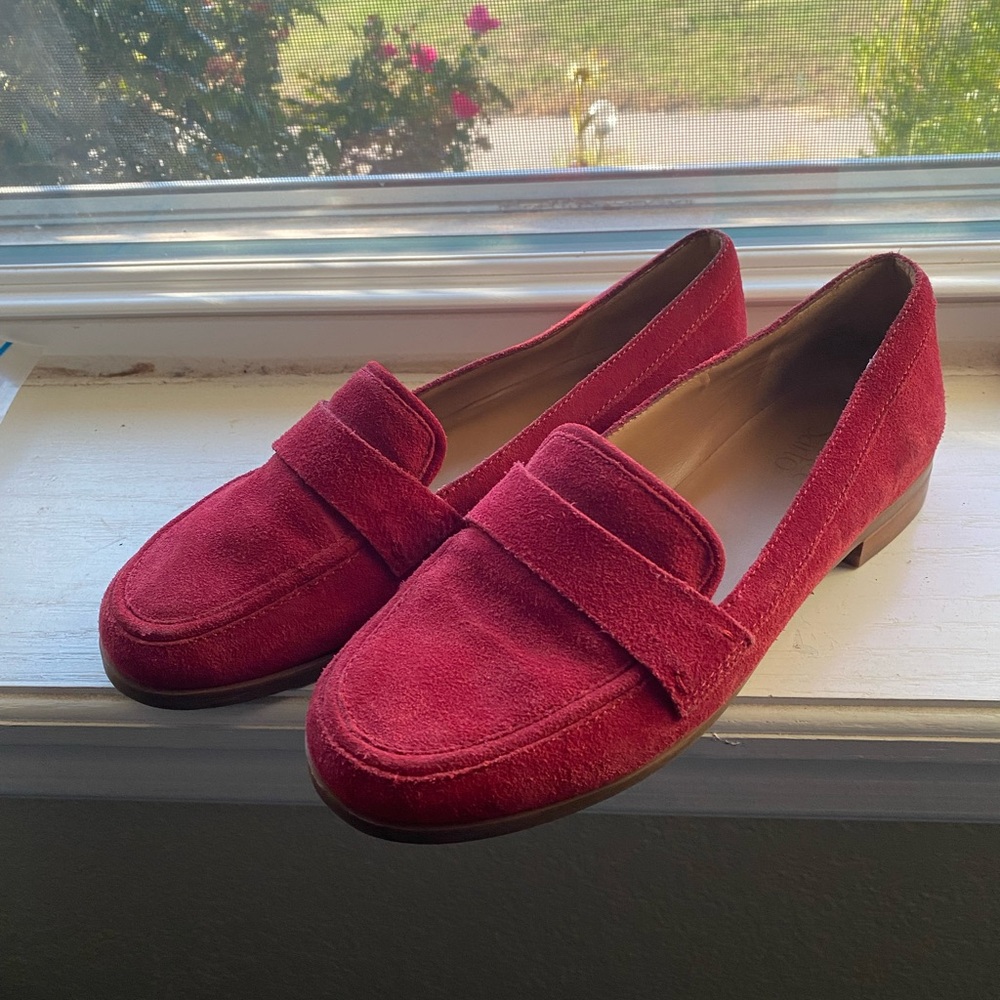 Franco Sarto Red Suede Flats Shoes 8.5